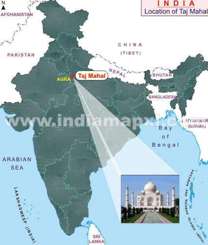 Taj Mahal Location In India Map Cinemergente