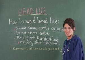 School nurse and head lice
