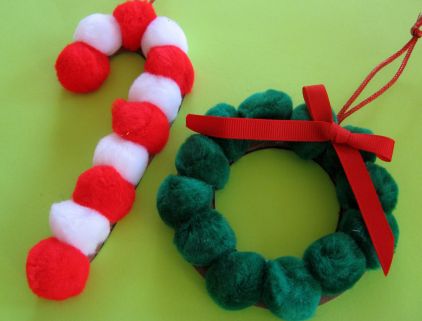 Candy Cane And Holly Ornaments