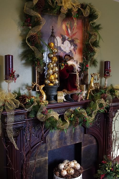 Christmas In Woodland Fireplace Mantel