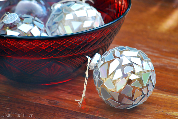 DIY CD Christmas Mosaic Ornaments