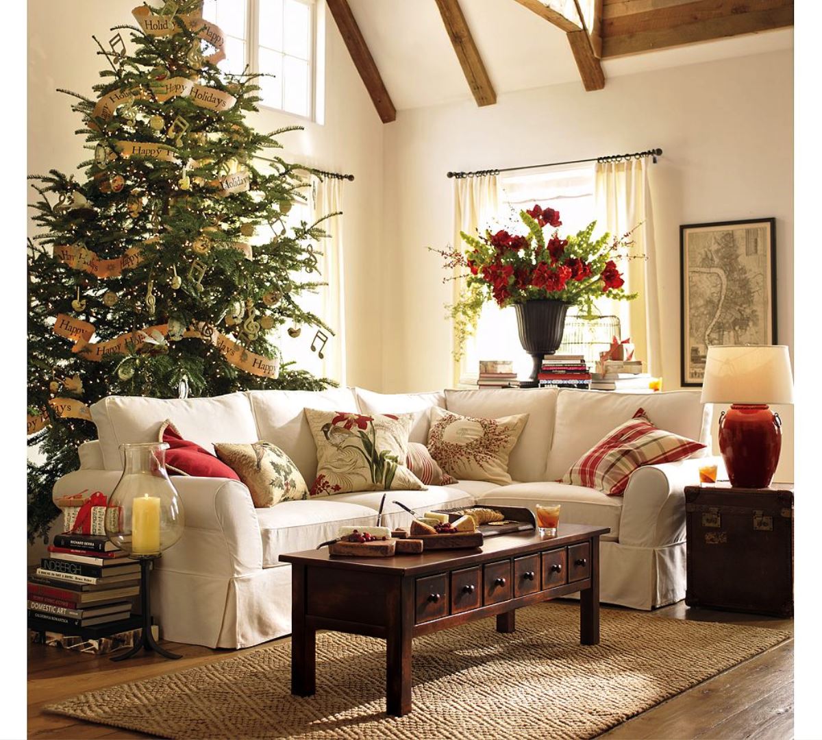 Green, red, and white Christmas decor