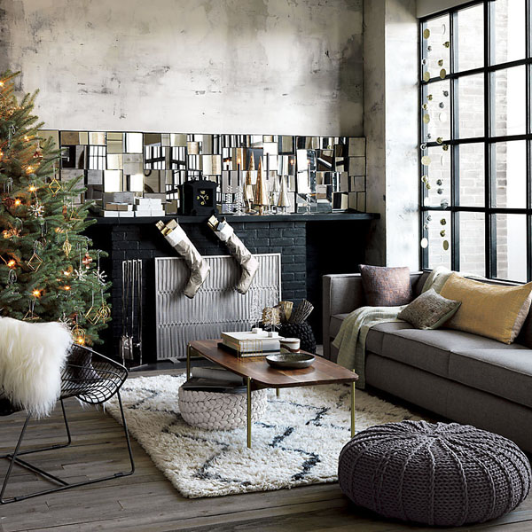 Modern Black And White Christmas Living Room