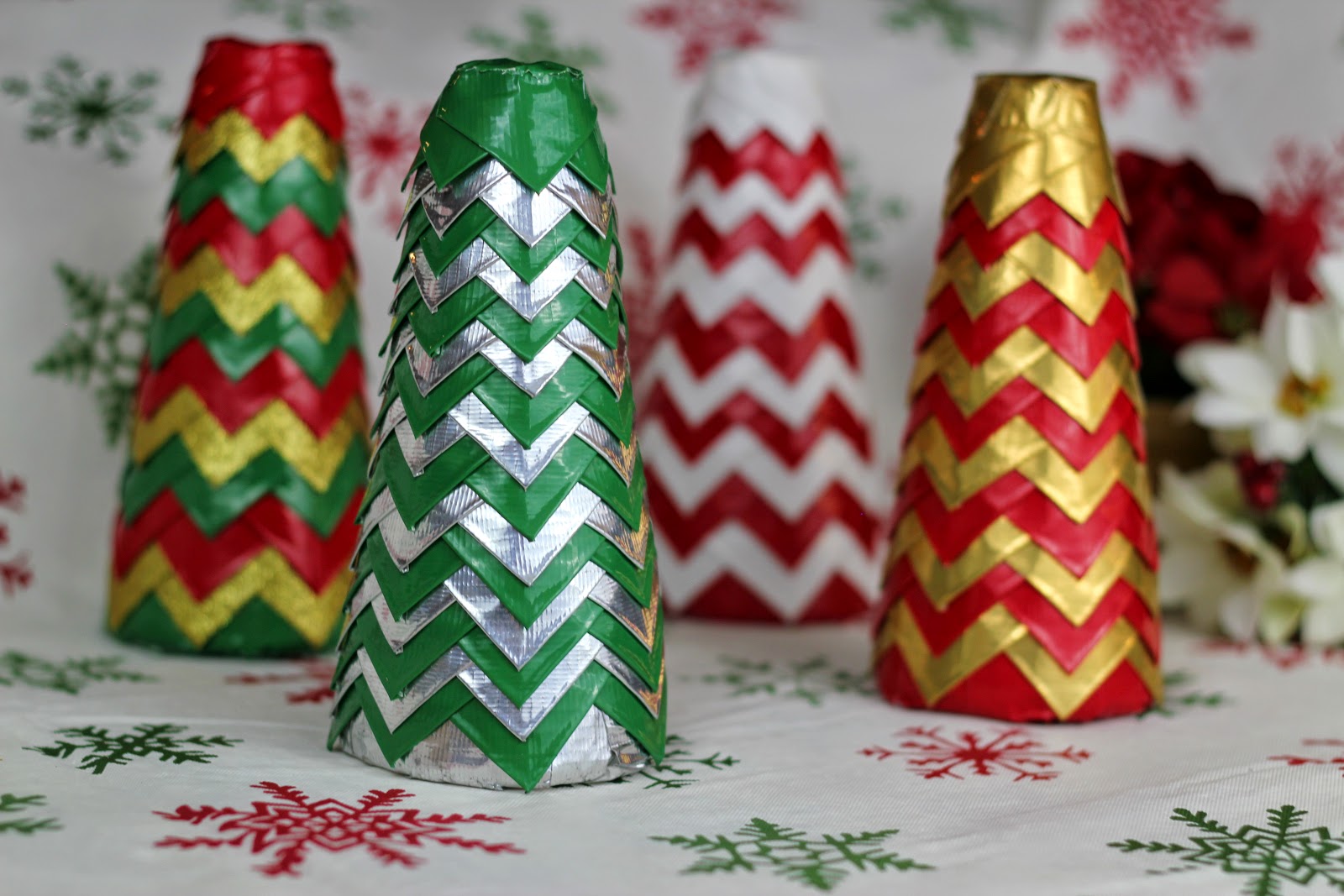 Duct Tape Chevron Christmas Trees