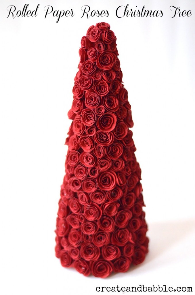Rolled Paper Roses Christmas Tree