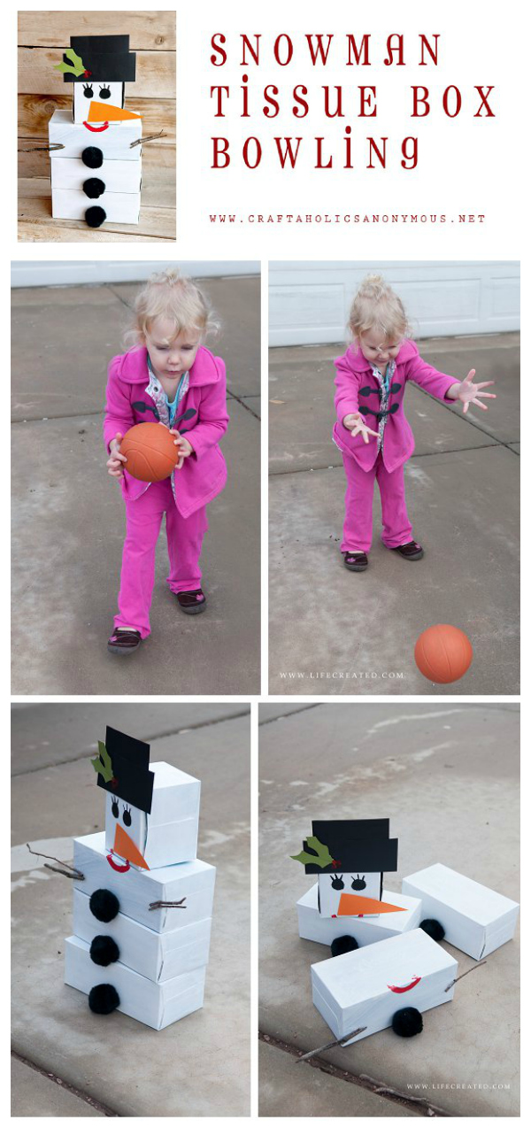 Snowman Tissue Box Bowling